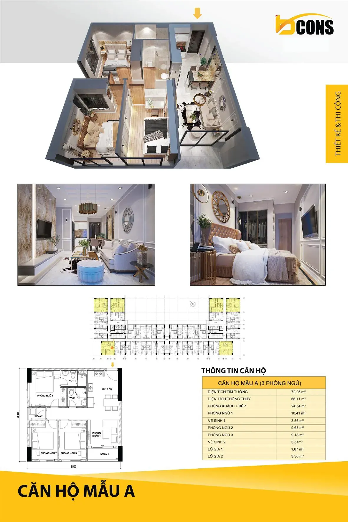 bcons miền đông thiết kế căn hộ 3 phòng ngủ