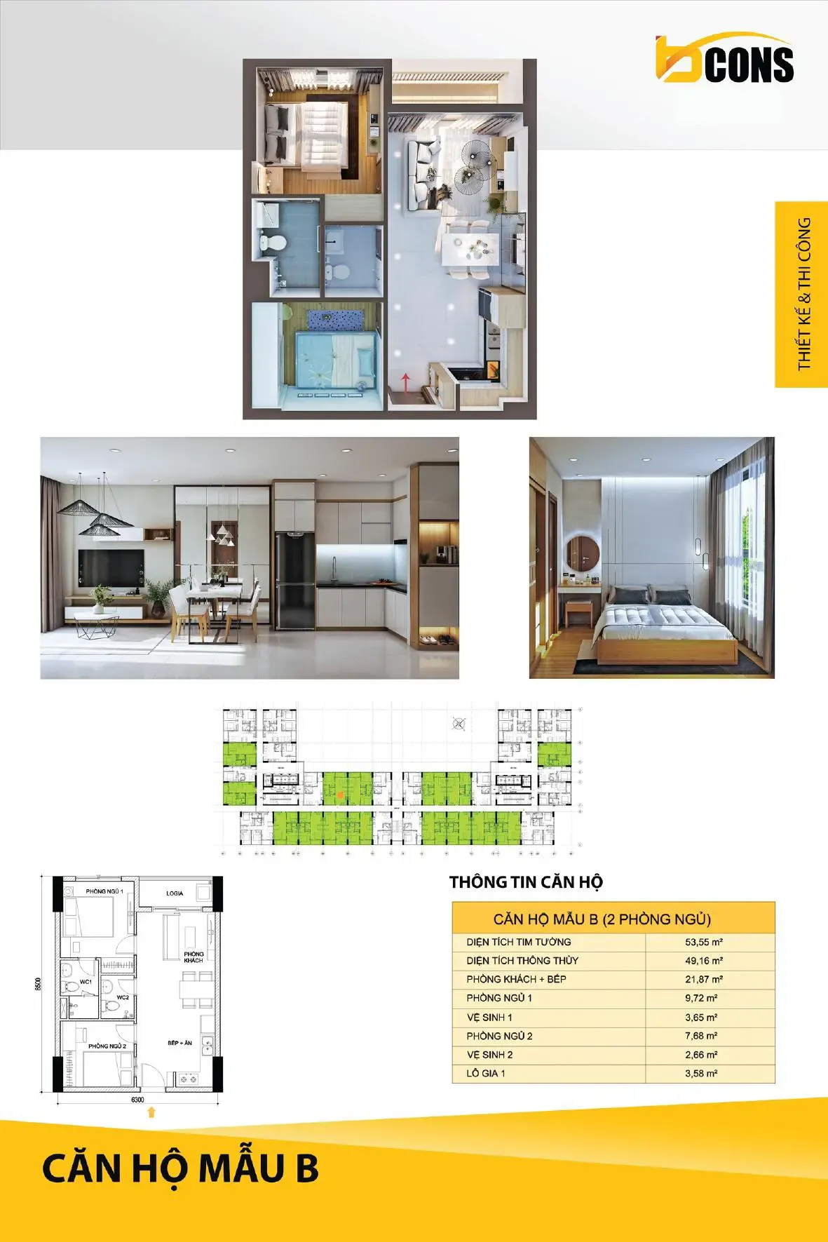 Bcons miền đông thiết kế căn 2 phòng ngủ