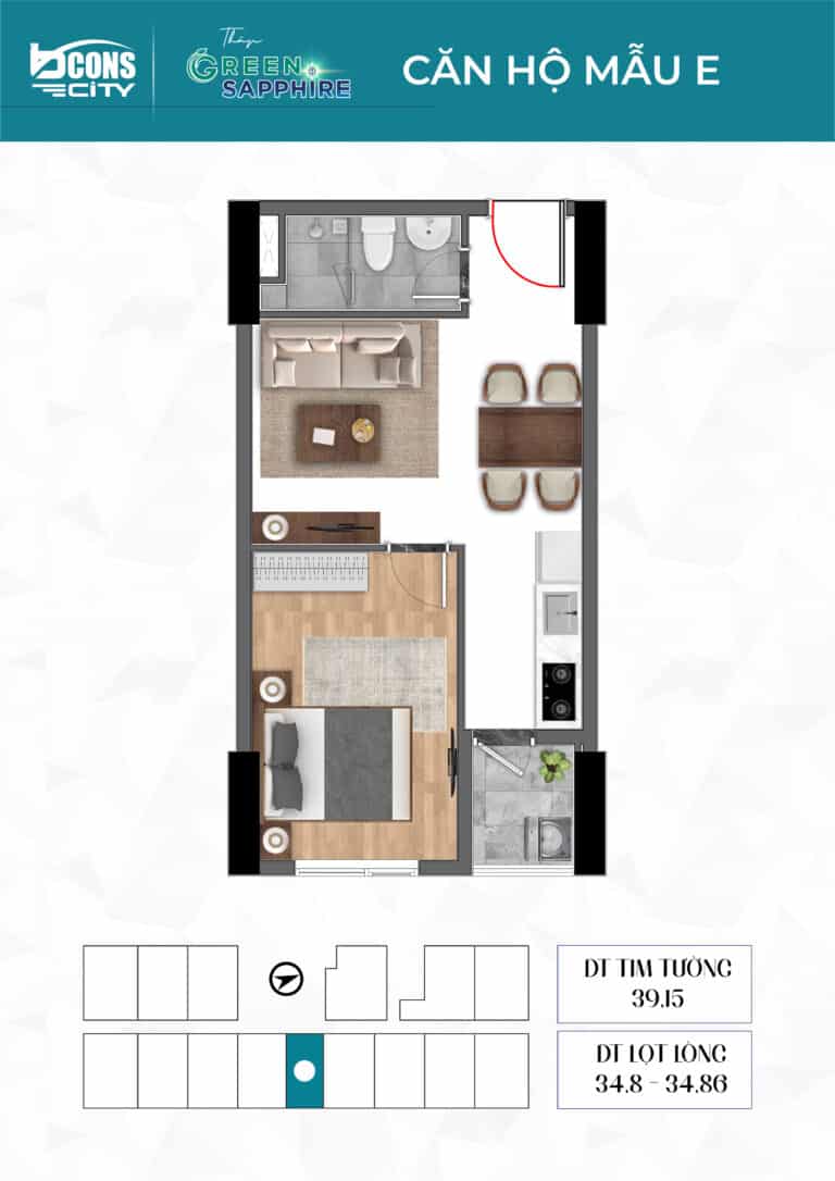 Căn 1pn Thap Bcons Green Sapphire