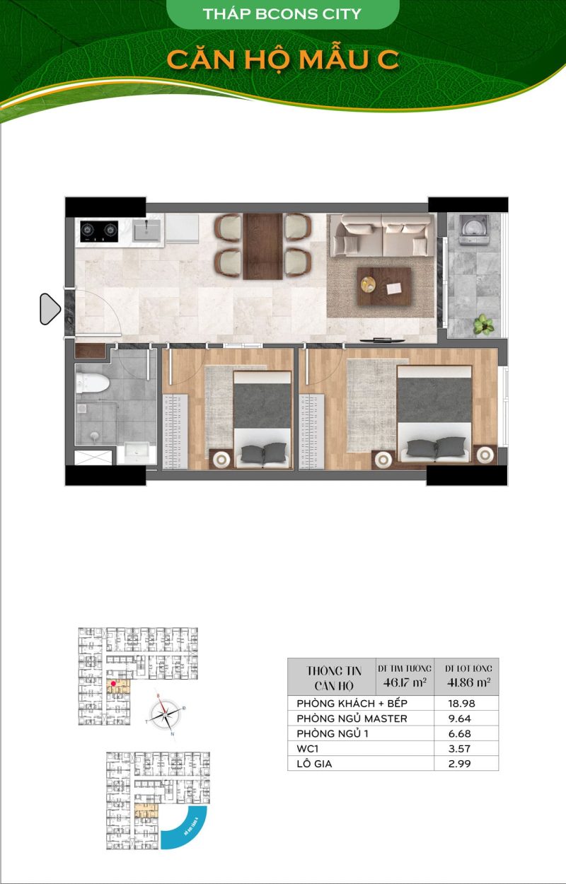 Layout Thiet Ke Can Ho Bcons City Mau C Thap Bcons City Dien Tich 53m2