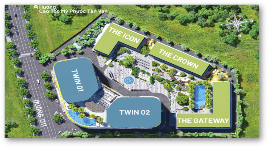 mặt bằng các tháp dự án bcons center City