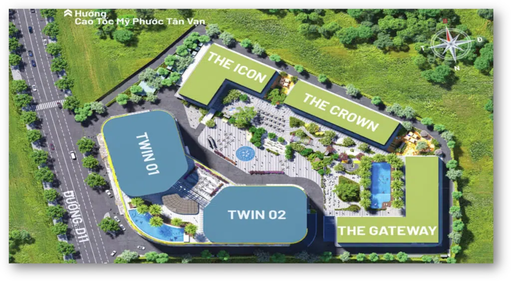 mặt bằng các tháp dự án bcons center City