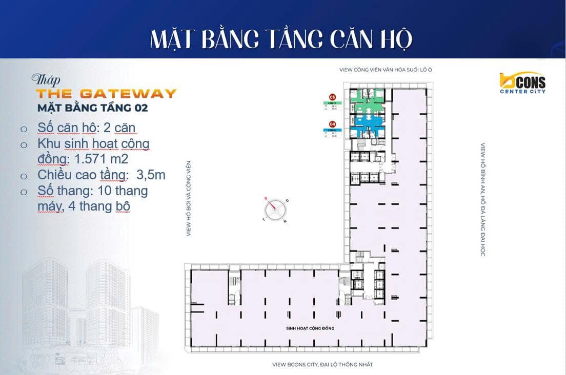 Mặt Bằng Tầng 2 Tháp Bcons Gateway