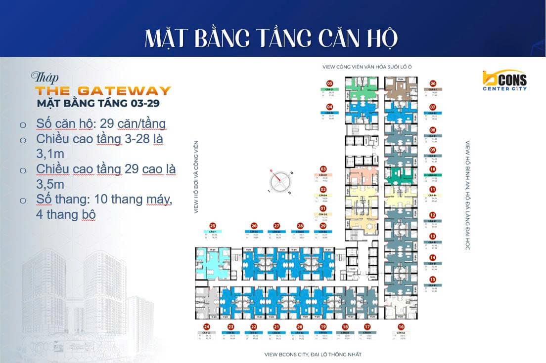 Mặt Bằng Tầng 3 29 Tháp Bcons Gateway