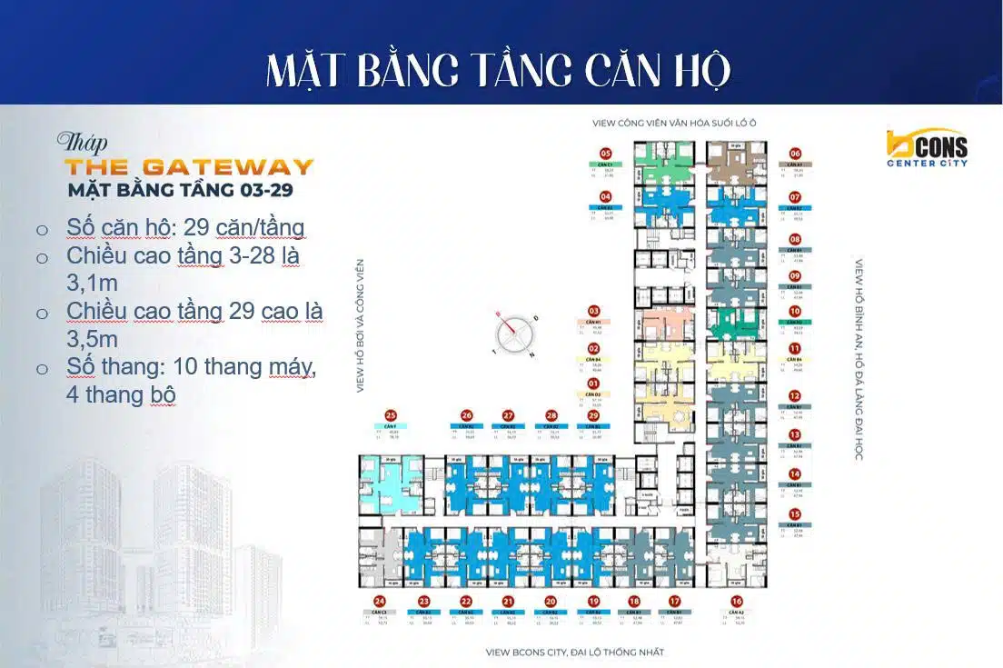 Mặt Bằng Tầng 3 29 Tháp Bcons Gateway