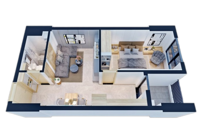 Thiet Ke Bcons Polaris căn 1 phòng ngủ