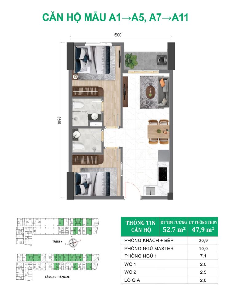 Thiet Ke Can Ho Green Diamond 2 Phong Ngu